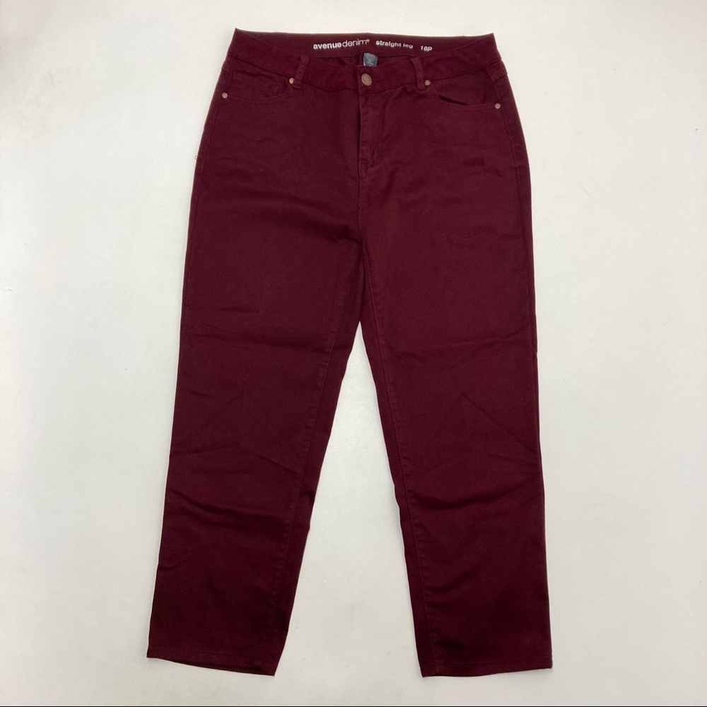Avenue Denim Straight Leg Maroon Pants Size 18P - Picture 8 of 9